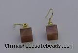 NGE5094 10*15mm cube moonstone gemstone earrings wholesale