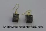 NGE5096 10*15mm cube labradorite gemstone earrings wholesale