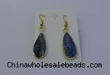 NGE5104 12*25mm flat teardrop blue kyanite earrings wholesale