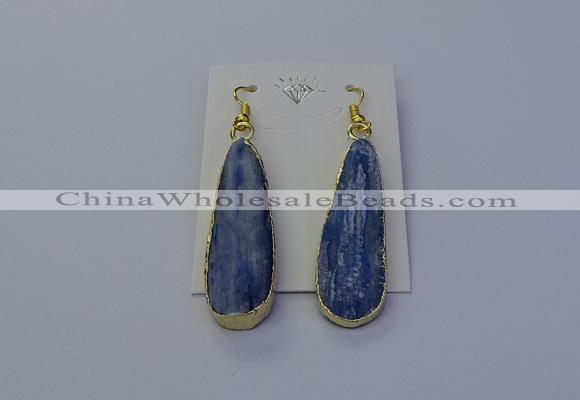 NGE5105 13*40mm flat teardrop blue kyanite earrings wholesale