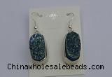 NGE5123 10*22mm - 12*25mm freeform plated druzy quartz earrings