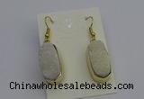 NGE5130 10*22mm - 12*25mm freeform plated druzy quartz earrings