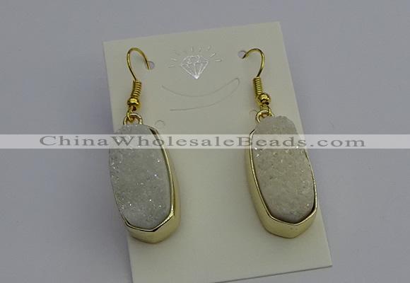 NGE5130 10*22mm - 12*25mm freeform plated druzy quartz earrings