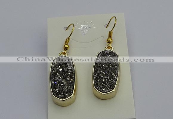 NGE5131 10*22mm - 12*25mm freeform plated druzy quartz earrings