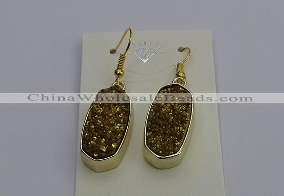 NGE5132 10*22mm - 12*25mm freeform plated druzy quartz earrings