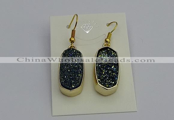 NGE5133 10*22mm - 12*25mm freeform plated druzy quartz earrings