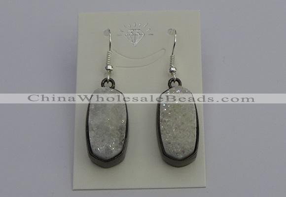 NGE5140 10*22mm - 12*25mm freeform plated druzy quartz earrings