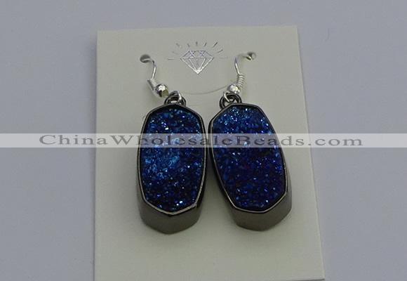 NGE5147 10*22mm - 12*25mm freeform plated druzy quartz earrings