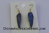 NGE5158 8*25mm flat teardrop blue kyanite earrings wholesale