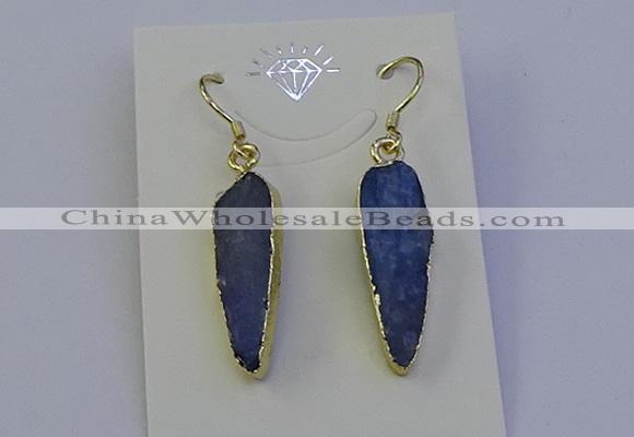 NGE5158 8*25mm flat teardrop blue kyanite earrings wholesale