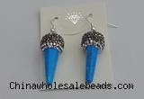 NGE5166 10*30mm faceted cone white howlite turquoise earrings