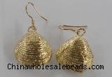 NGE54 18*20mm - 20*22mm freeform plated shell fossil earrings