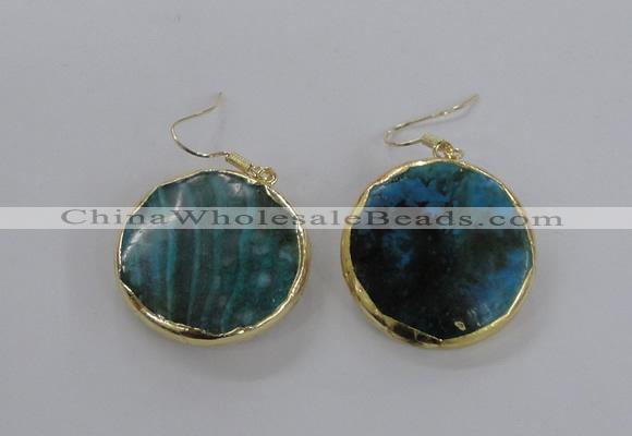 NGE58 30mm flat round agate gemstone earrings wholesale