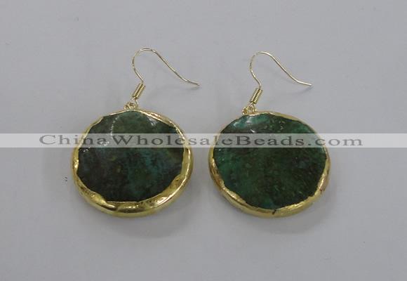 NGE59 30mm flat round agate gemstone earrings wholesale