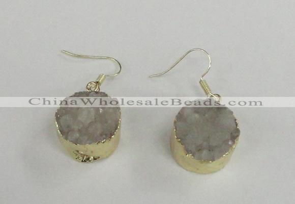 NGE70 18mm coin druzy agate gemstone earrings wholesale