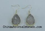 NGE73 13*18mm teardrop druzy agate gemstone earrings wholesale