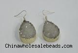 NGE76 20*30mm teardrop druzy agate gemstone earrings wholesale