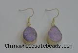 NGE81 13*18mm teardrop druzy agate gemstone earrings wholesale