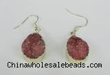 NGE86 15*20mm teardrop druzy agate gemstone earrings wholesale