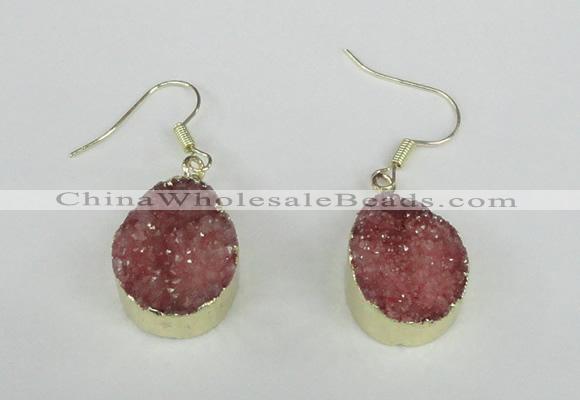 NGE86 15*20mm teardrop druzy agate gemstone earrings wholesale