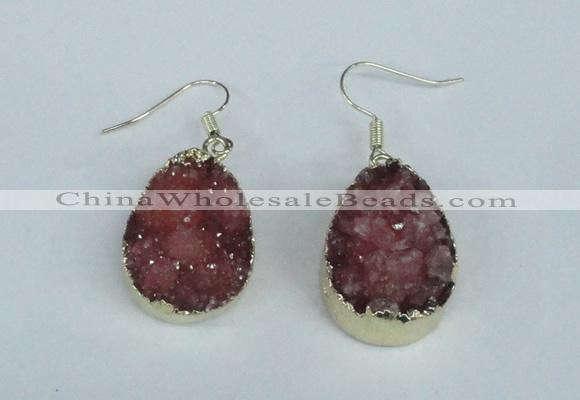 NGE91 18*25mm teardrop druzy agate gemstone earrings wholesale