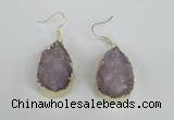 NGE95 20*30mm teardrop druzy agate gemstone earrings wholesale