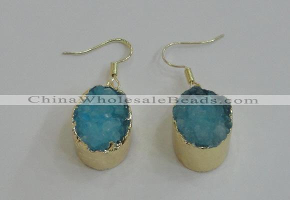 NGE99 15*20mm oval druzy agate gemstone earrings wholesale