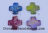 NGP02 5PCS 45*45mm cross dyed imperial jasper pendants wholesale