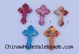 NGP04 5PCS 38*60mm cross dyed imperial jasper pendants wholesale