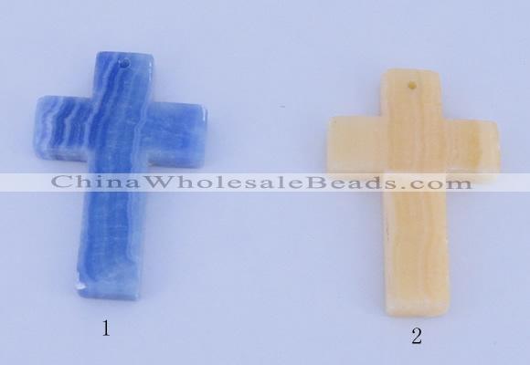 NGP06 5PCS 40*60mm cross blue lace agate pendants wholesale