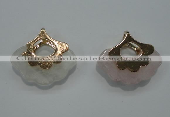 NGP1070 8*25*28mm rose quartz pendants with brass setting