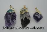 NGP1090 20*30mm - 25*50mm nuggets amethyst gemstone pendants