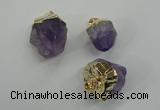 NGP1093 18*25mm - 25*40mm faceted nuggets amethyst pendants