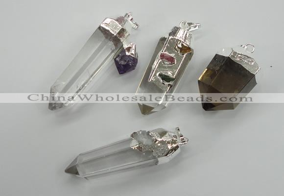 NGP1094 18*40mm - 15*55mm faceted nuggets mixed quartz pendants