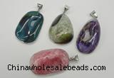 NGP1099 25*30 - 30*45mm freeform druzy agate pendants with brass setting