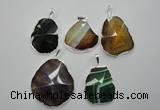 NGP1101 25*35 - 40*50mm freeform druzy agate pendants with brass setting