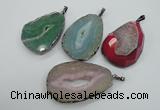 NGP1107 30*40 - 40*55mm freeform druzy agate pendants with brass setting