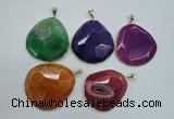 NGP1111 40*50 - 50*55mm freeform druzy agate pendants with brass setting