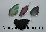 NGP1115 30*40 - 40*65mm freeform druzy agate pendants with brass setting