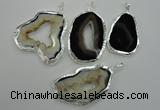 NGP1116 30*45 - 45*55mm freeform druzy agate pendants with brass setting