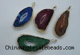 NGP1118 30*45 - 40*60mm freeform druzy agate pendants with brass setting