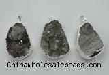 NGP1125 25*40 - 35*45mm freeform druzy agate pendants with brass setting