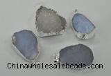 NGP1135 25*35mm - 40*45mm freeform druzy agate pendants with brass setting