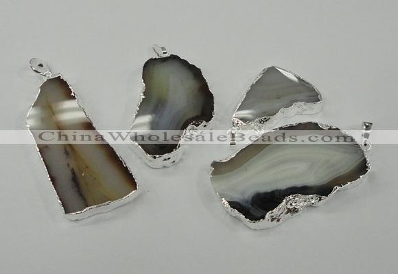 NGP1145 25*35mm - 40*60mm freeform agate pendants with brass setting