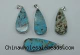 NGP1157 20*40mm - 25*50mm freeform ocean agate pendants with brass setting
