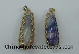 NGP1160 18*60mm - 20*65mm freeform agate pendants with brass setting