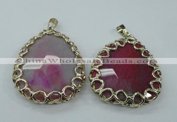 NGP1162 50*55mm - 52*60mm freeform agate pendants with brass setting