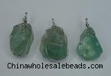 NGP1293 18*30mm – 25*35mm nuggets green fluorite pendants