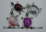 NGP1295 43*60mm tortoise agate pendants with crystal pave alloy settings