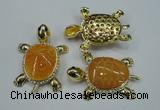 NGP1304 43*60mm tortoise agate pendants with crystal pave alloy settings